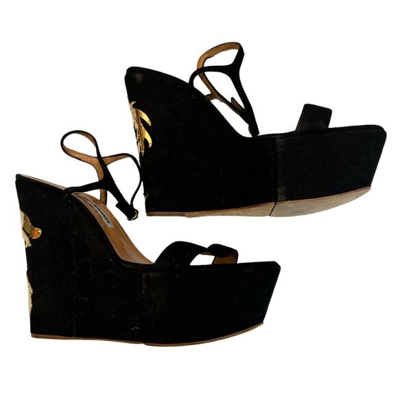 Alexa Wagner Metal Dragon Suede Platform Wedge Sandal 39IT - Picture 1 of 8